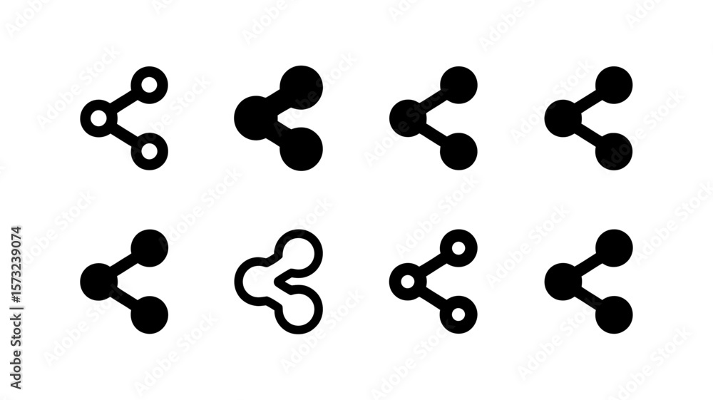 Poster collection of eight different share icons representing connection and communication