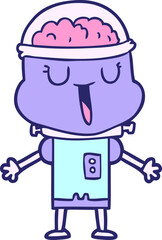 happy cartoon robot in bright neon color