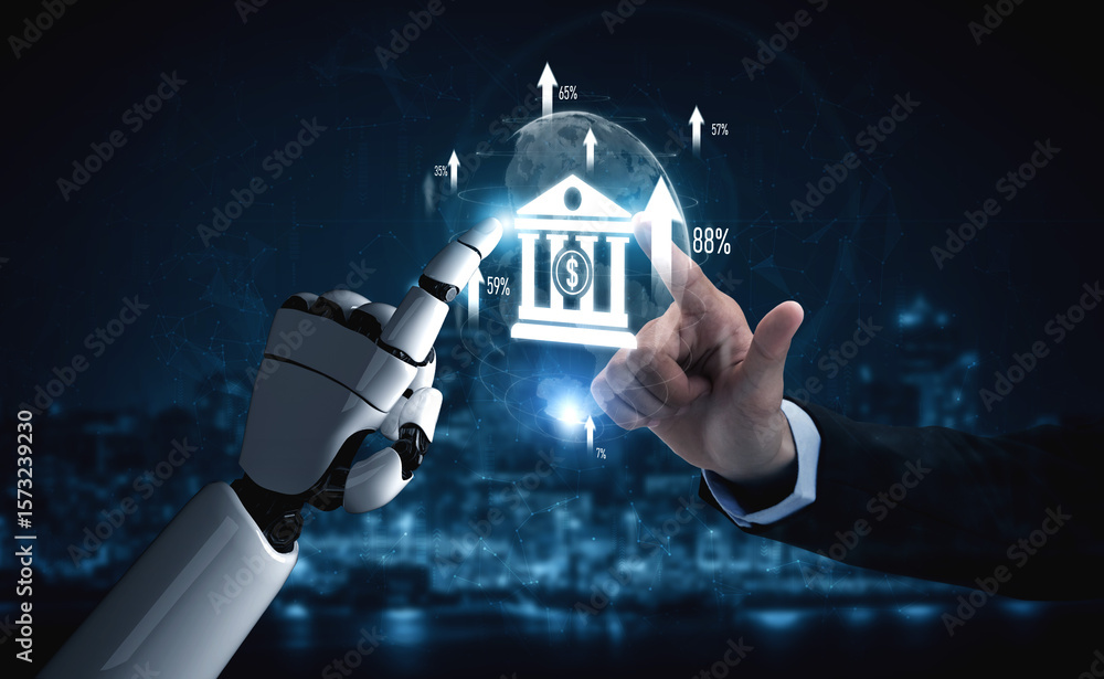 Poster ai artificial intelligence powers digital banking with virtual assistants and fintech tools for seam