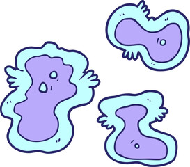 cartoon germs in bright neon color