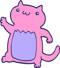cartoon cat in bright neon color