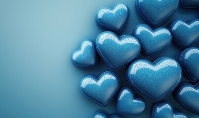 Obraz premium Sapphire hearts dance on azure canvas, a whimsical valentines daydream