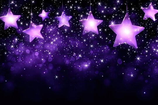 Purple stars twinkle on a dark background - Powered by Adobe