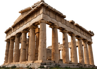 ancient greek temple ruins greece architectural isolated on white background PNG, AI GENERATED