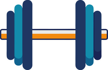 Stylized barbell with blue and teal weights isolated on transparent background  vector illustration