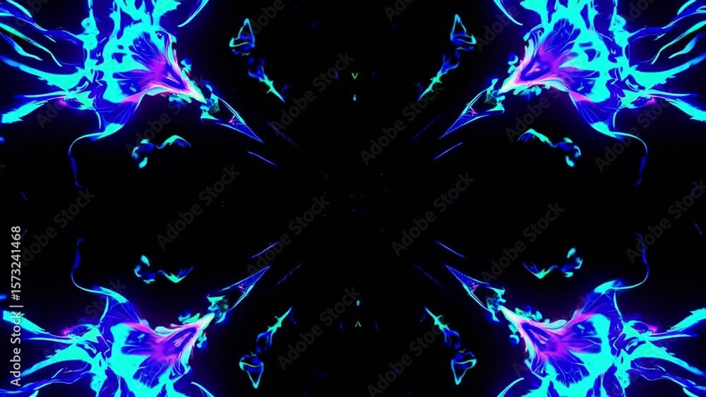 Aufkleber abstract blue and black digital art with electric swirls and dynamic patterns in symmetrical composi