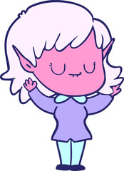 Fototapeta premium happy cartoon elf girl in bright neon color