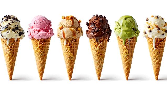 Delicious Ice Cream Cones A Variety of Flavors and Toppings