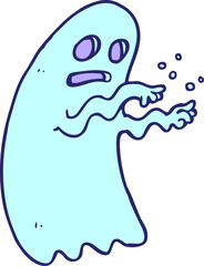 cartoon ghost in bright neon color
