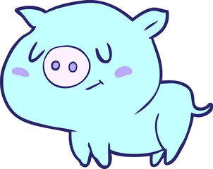 cute cartoon pig in bright neon color