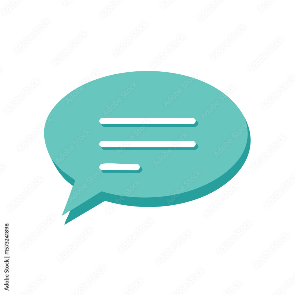 Poster teal speech bubble with lines simple message icon communication concept design