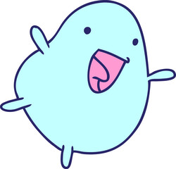 cartoon illustration kawaii cute happy bean in bright neon color