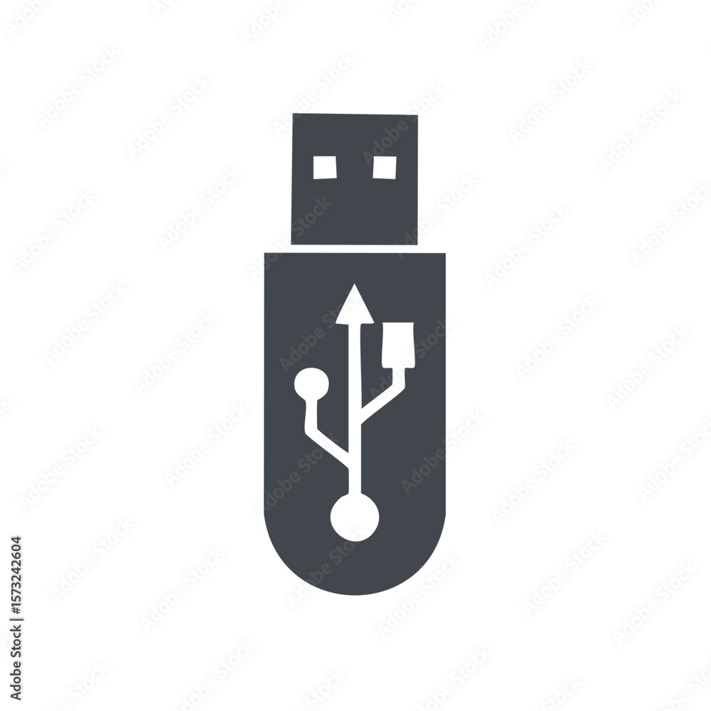 Poster usb flash drive icon computer data technology vector illustration simple isolated object