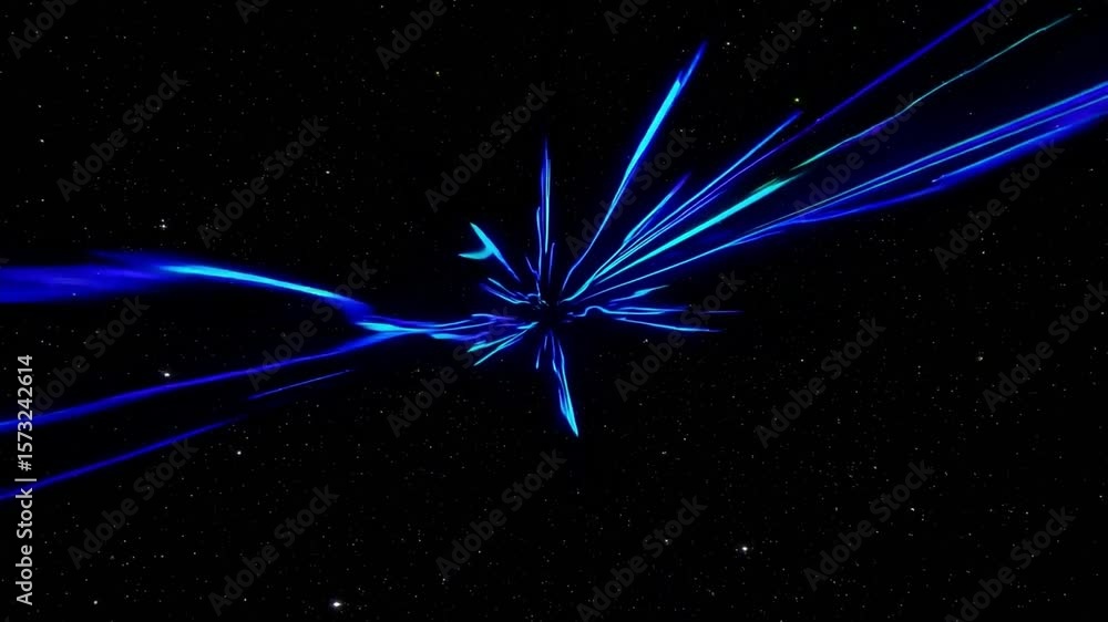 Poster abstract blue light streak in dark space environment with ethereal glow and cosmic depth