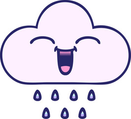 gradient shaded cartoon of a rain cloud in bright neon color