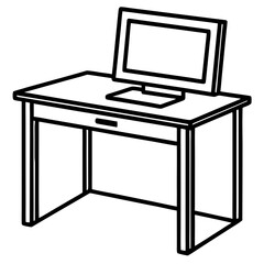 Desktop computer isolated on transparent background, vector illustration of a computer desk