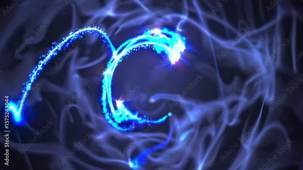 Poster abstract vibrant blue light trails on dark background creating mesmerizing motion and energy effects