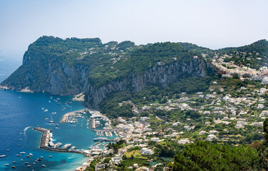 Marina Grande and Capri, view from Anacapri on the island of Capri, Italy