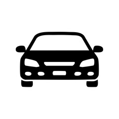 Black and White Car Icon Front View. Generic Vehicle Simple Illustration for Web Design or Print Material