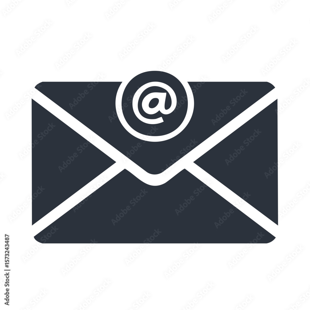 Poster envelope with at symbol icon for email communication notifications messaging concept