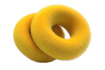 Two Fluffy Yellow Rings Intertwined on Transparent Background