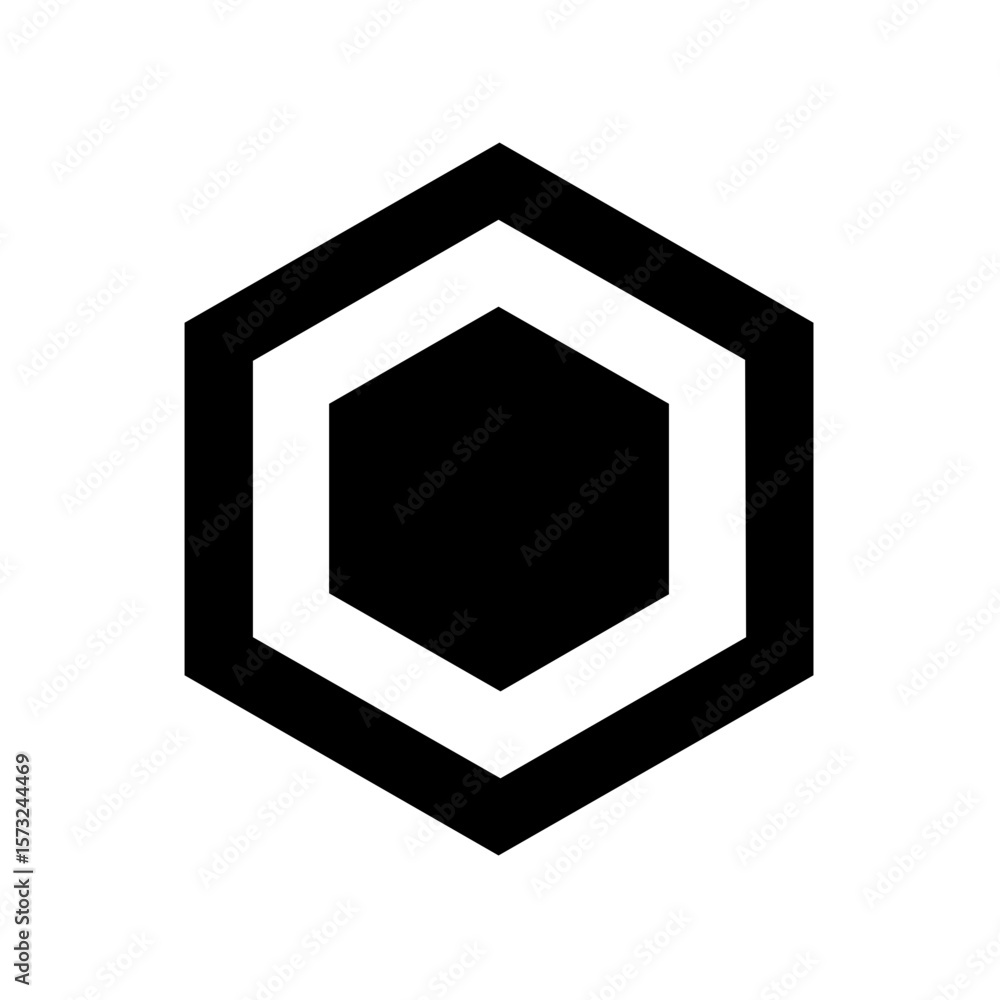Poster hexagon shape with an outlined border for logo or graphic design element isolated on a white backgro