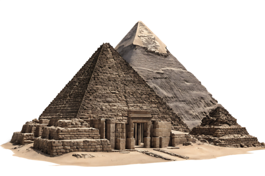 exploring the great pyramid of giza egypt architecture isolated on white background PNG, AI GENERATED