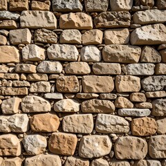 Obraz premium Close-Up Texture of Ancient Medieval Stone Wall with Weathered and Irregular Masonry