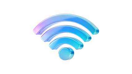 Wireless Symbol: A sleek and modern wireless symbol glows with blue and purple hues, illustrating seamless connectivity.