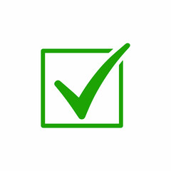 Green check mark inside a square box icon