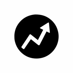 White arrow graph showing upward trend inside black circle icon