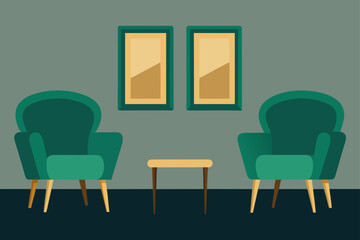 two chairs and tables