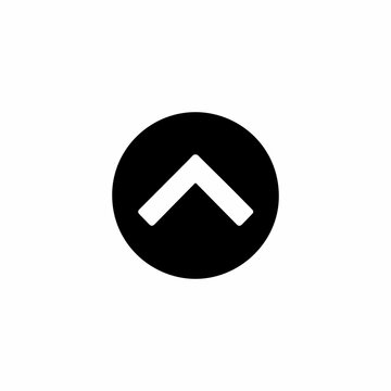 Simple black circle icon with white upward chevron arrow