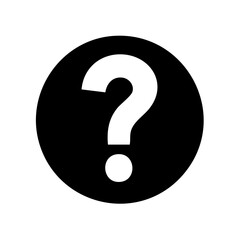 White Question Mark Symbol within Dark Circle, Confusion Concept or Inquiry Icon