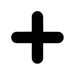 Obraz premium Simple Black Plus Sign Icon on White Background, Addition Symbol, Medical Cross shape.