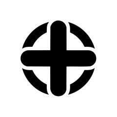 Fototapeta premium Rounded Cross Inside Circle, Plus Shape Medical Healthcare Symbol