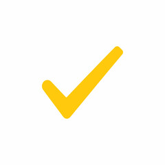 Bright yellow check mark symbol on a clean white background