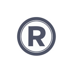 Letter R Icon in Circle Symbol isolated on white. Alphabet design elements or logo templates