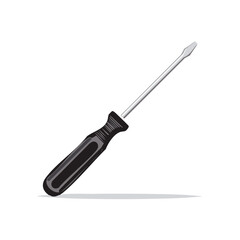 Fototapeta premium Isolated Flathead Screwdriver with Black Plastic Handle for Construction or Repair Tasks