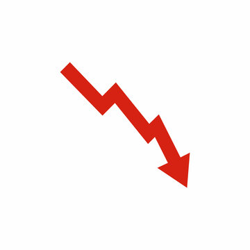 Red downward trend arrow indicating a sharp decline or loss