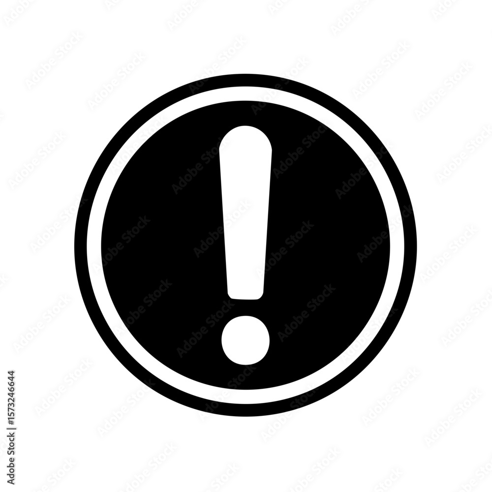 Poster exclamation point in circular warning sign isolated