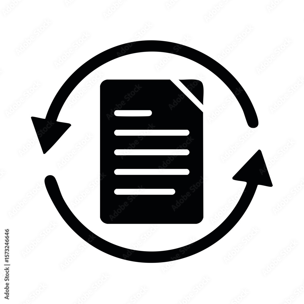 Poster document refresh icon paper page update with arrows circle