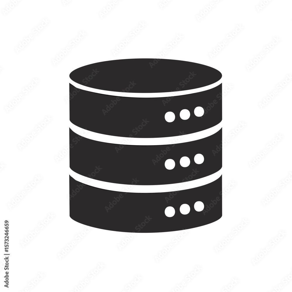 Poster data storage icon in vector, database and cloud computing network elements, digital servers and info