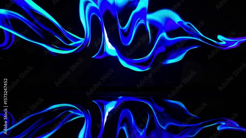 Aufkleber abstract blue light wave visualization with reflection on dark surface showcasing vibrant motion and