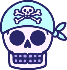 tattoo in traditional style of a pirate skull in bright neon color