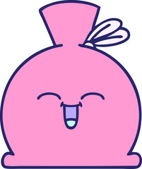 cute cartoon of a sack in bright neon color