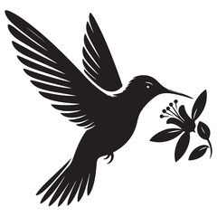 Humming bird silhouette vector art illustration, Wildlife