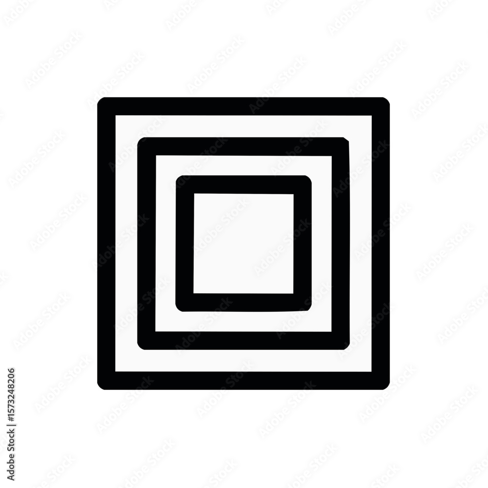 Poster concentric square pattern: black frames on white. graphic element