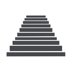 Ascending stairway steps in perspective, isolated on white background