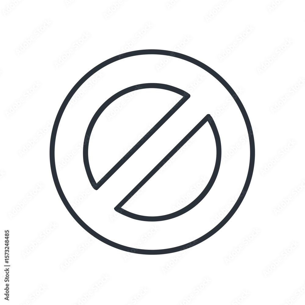 Poster prohibition sign thin line style representing restrictions limitations or warning message with a mod